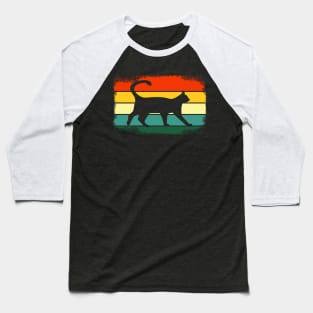 Black Cat Sunset Retro Vintage Baseball T-Shirt